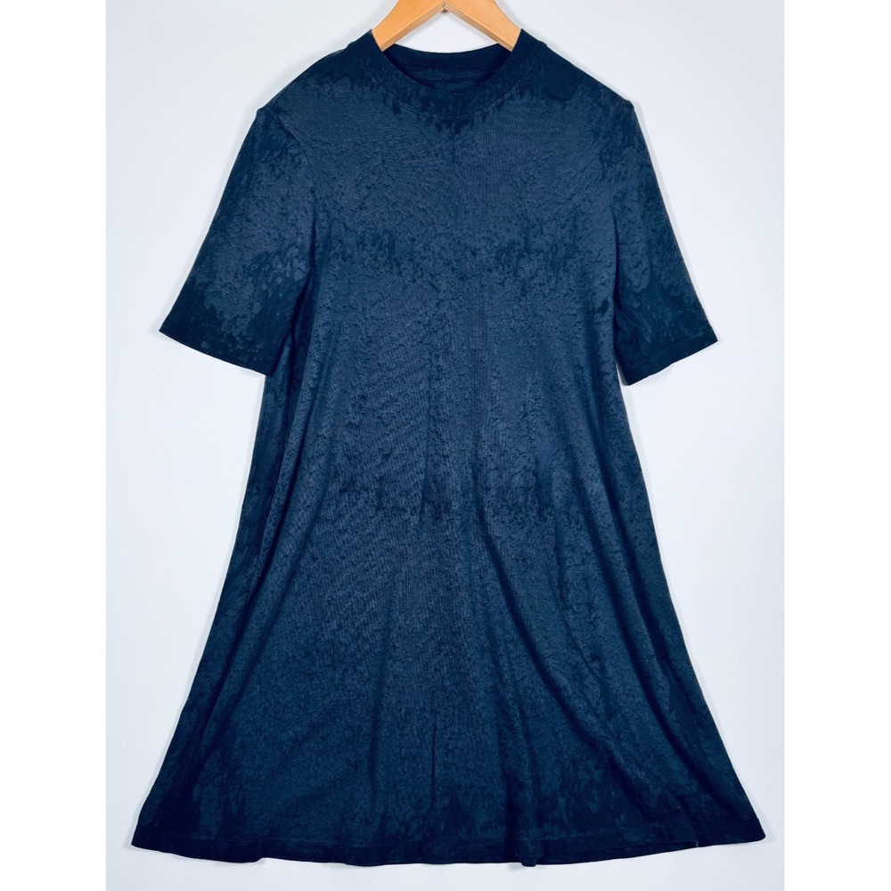 Raquel Allegra T Shirt Shift Dress 0 Black Gray Mottled Cotton A Line USA Made